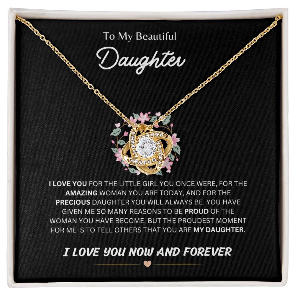 To My Beautiful Daughter-Love Knot Earing and Necklace Set